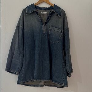 Zara Blue Denim Zip-Up Dress